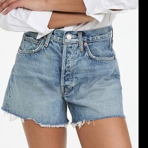 Agolde Reese Cutoff High-Rise Jean Fray Shorts